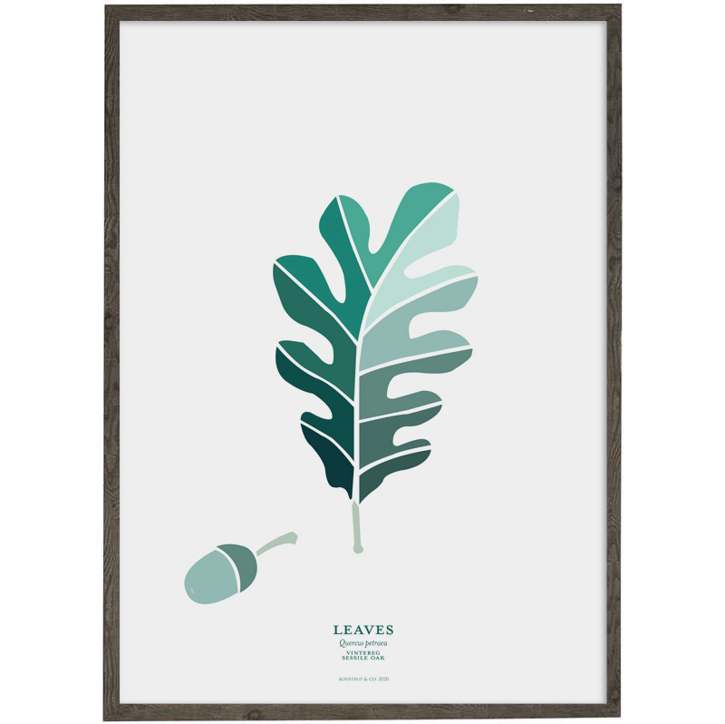 Feuille de chêne d'hiver (pétrole) - IMPRESSION D'ART - CHOISIS LA TAILLE