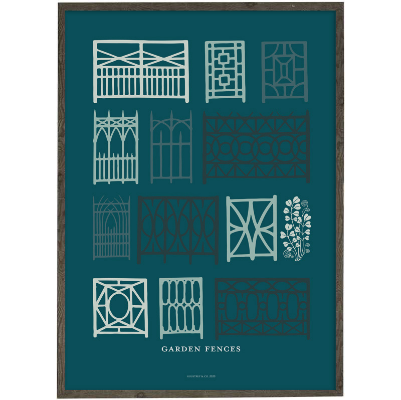 Gartenzaun (Petrol) - KUNSTDRUCK - GRÖSSE WÄHLEN