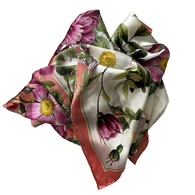 ZIJDEN SJAAL - Rose Flower Garden JL - Roze/perzik 90 cm - UITVERKOCHT